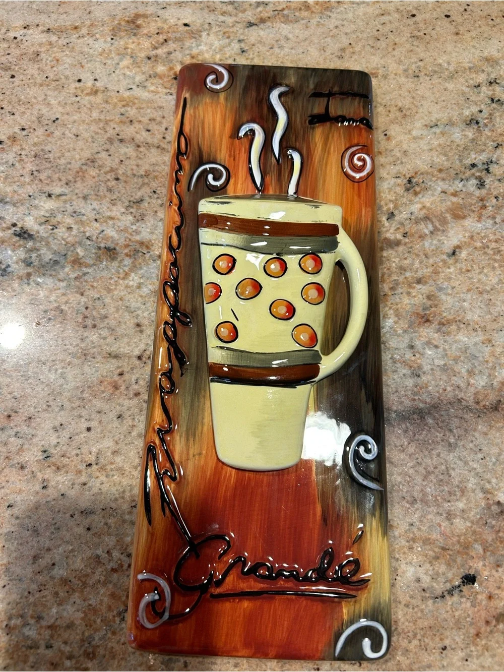 Tara Gamel Artist “Frappuchino” & “Mocha”Raised 3D Coffehouse Kitchen Wall Art